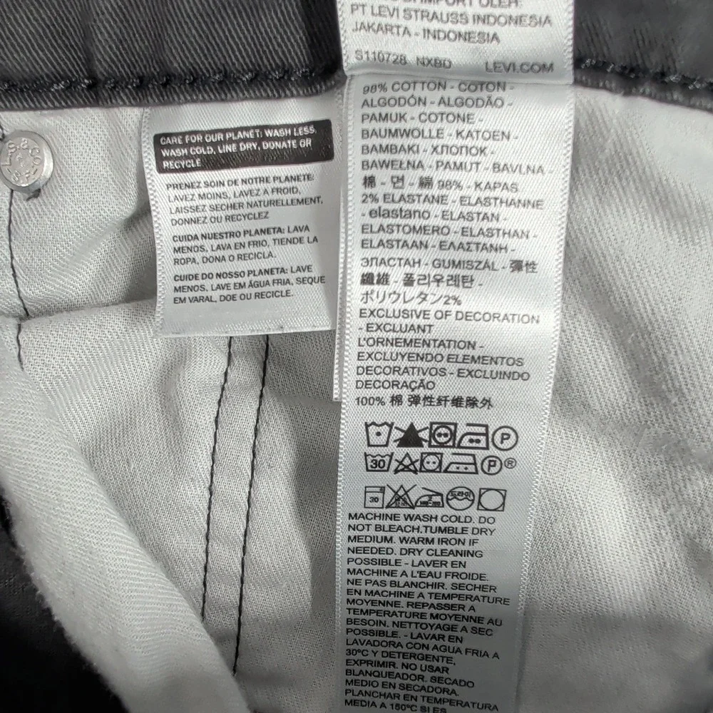 Levi's 514 Jeans Mens 38x30 Straight Leg Gray Cotton Blend Workwear Casual